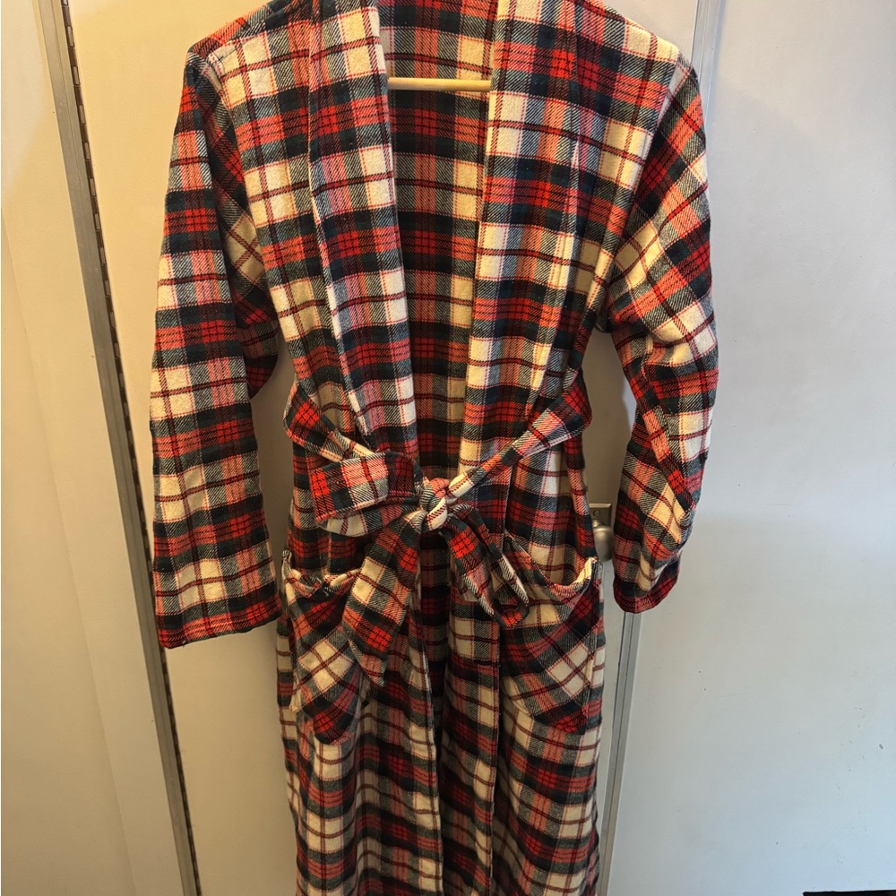 Vintage Wool Flannel Robe/ Plaid House Coat Rough Rider